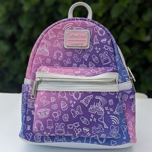Disney Parks Loungefly Mini Backpack Ombre Purple Pink White Disney Icons